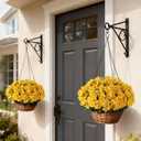 8 Bundles Artificial Flowers for Front Door, Fake Silk Azalea Bouquet Silk Flowers for Outside UV Resistant Realistic Faux Plants for Planter Farmhouse Patio Garden Walkways Home Decor (Yellow)
