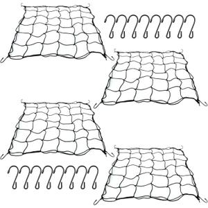 4PCS Grow Tent Net, Flexible Net Trellis Fits 4x4ft and More Size, Stretchy Trellis Netting with Hooks for Garden Balcony Yard Plants Growing and Climbing, Black