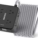 Surge Protector Power Strip - CHCORE 20Ft Braided Extension Cord with 8 Outlets with 4 USB (2 USB C) Charging Ports, Flat Plug Multi Plug Outlet Extender Charging Station for Home Office, ETL, Black