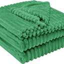 Throw Blanket for Couch - Flannel Fleece 3D Striped Ribbed Bed Blanket.Super Soft Blankets for Women Girls,Teacher Gifts Birthday Gifts Room Home Dorm Decor (Green, Throw(50"x60"))