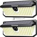 466LED 4000Lm Solar Lights Outdoor Waterproof for Security, 270 Angle & 3 Lighting Modes Motion Sensor Outdoor Lights IP68 Solar Light for Fence Garden Backyard Flood Dusk Garage 2pack (Black)