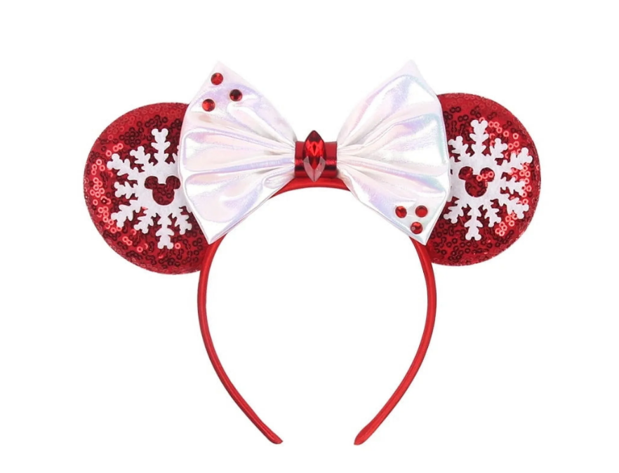 New Disney Christmas Mouse Ears Headband, 5‘’, Sequins/Bow Hairbands for Girls