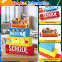 2 x Welcome Back to School Table Decorations, 1st Day of School Wooden Block Sign Pencil Centerpieces for Party, The First Day Banner, Classroom Decor for Kids Teacher Desk Gifts, Tiered Tray and TableTop