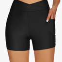 Tournesol Women's 4" Swim Shorts High Waisted Swimsuit Bottoms Cross Waist Bathing Suit Swimwear Boy Shorts with Pocket Size XL