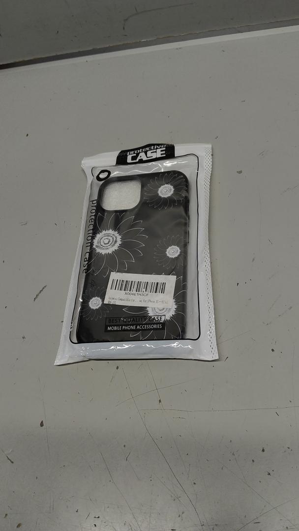 Case for iPhone 15, Black Flower Design 