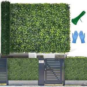 Artificial Boxwood Roll Panel Backdrop: 48"X120" UV-Anti Greenery Faux Grass Wall Hedge for Indoor Outdoor Green Decor & Backyard Background Decorations Fence Covering Privacy