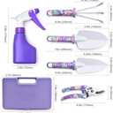 Gardening Tools,5 Pieces Garden Tools with Floral Print, Ergonomic Handle Trowel Rake Weeder Pruner Shears Sprayer,Gardening Supplies with Carrying Case Gifts for Women
