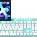 Wireless Keyboard and Mouse Combo, MARVO 2.4G Ergonomic Wireless Computer Keyboard with Phone Tablet Holder, Silent Mouse with 6 Button, Compatible with MacBook, Windows (Blue)