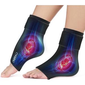 iTHERAU Ankle Ice Pack Wrap, Reusable Gel Hot & Cold Therapy for Foot & Heel Injuries | Achilles Tendonitis, Plantar Fasciitis, Swelling, Sprained, Pain Relief, 2 Pack