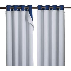 NICETOWN Blackout Curtain Liners for Sheer Curtains, Cold Heat Light Noise Blocking Liners with Rings: Easy to Open and Closed, Thermal Liners for 84 inches Long Curtains, 1 Pair, 50" x 80" Per Panel (Platinum White)