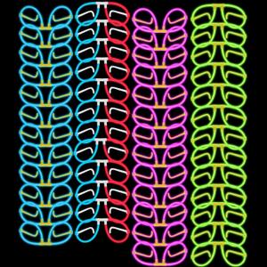 Glow Fever Glow In The Dark 50 Bendable Glow Stick Glasses with Connectors - Glow Glasses Party Pack for Concert, Halloween & Birthday Party Favors - Party Dragon, Mixed