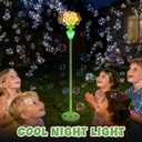 Automatic Flower Bubble Machine for Kid,Rechargeable Sun Flower Bubble Maker with Lights for Parties, 28in to 41in Adjustment Height Bubble Machine for Toddlers,Idea for Outdoor Wedding Birthday Gift