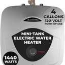 4 Gallon Capacity, 120-Volt Ariston Andris Mini Tank Electric Water Heater Heating Solution for Under Sink, RV, and Compact Spaces, Smart Boost for Versatile Heating, Simple Installation