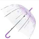 Transparent Bubble Umbrella Transparent Fashion Dome Automatic Handle Bird Cage Windproof Wedding Decoration Umbrella (Purple)