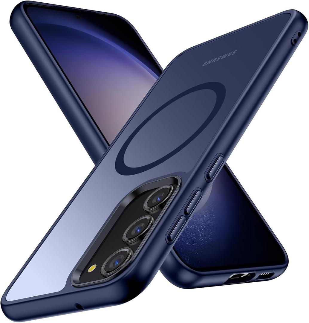 Magnetic for Galaxy S23 Case,[Compatible with Magnetic],[10 FT Military Grade Drop Protection] Slim Protective Translucent Matte,TPU+PC Luxury Protective Phone Case Blue 16-s23-02