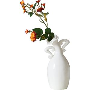 Vase with Attitude, White Ceramic Small Neck Vases, Novel and Lovely Unique Shape Vase, 7inch Modern Home Decoration Vases, Can Be Used As A Decoration for Dining Table Bookcase and Desk (One Size)