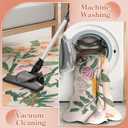 2x6 Floral Boho Runner - Beige Non-Slip Washable Rug, Soft Botanical Carpet for Hallway Kitchen & Bedroom