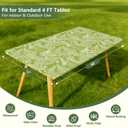 Rectangle Picnic Table Cloth, Elastic Waterproof Fitted Vinyl Tablecloths for 4 Foot Tables, Wipeable Flannel Backed Table Covers for Dining, Camping, Outdoor(Green Leaves,30"x48")