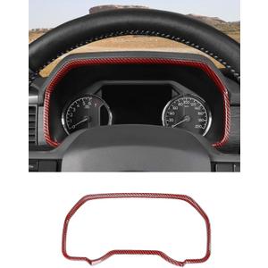 Savadicar Red Carbon Fiber Interior Accessories - Instrument Panel Bezel Trim Cover for Ford F150 (2021-present) - Premium Texture Interior Decor Upgrade Option, 1 PC