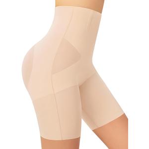 Shapewear for Women, Light Shaping Tummy Control High-Waisted ShortsSeamless, No-Roll Waist, Invisible Under Dresses (Beige, L)