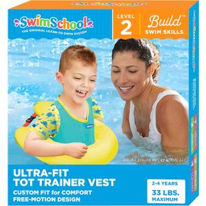 SwimSchool TOT Swim Trainer Vests for Toddlers Ages 2-4  Boys/Girls  Multiple Colors/Styles  Learn to Swim Pool Floaties
