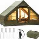 4-6 Person Inflatable Camping Tent, Panoramic PVC Skylight & Privacy Cover, 420D Oxford Waterproof UPF30+, PVC Air Beams, Mesh Ventilation, 5-Min Quick Setup Blow Up Tent for Family, 118x79x79 inch/3x2x2 m