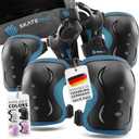 SKATEWIZ Knee and Elbow Pads for Kids 8-14 - IMPACT Size S Blue - Girls Knee Pads and Elbow Pads Set - Knee Pads Kids, Kids Knee Pads and Elbow Pads Set - Size: S (Kids/Teenagers 9 years and older)