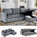 Queen Sleeper Sofa, Convertible Sofa Bed with Storage, 85 Inch Sectional Couch with Pull Out Bed, L Shaped 3 Seat Sectional Sleeper Sofa for Living Room, Apartment, Grey