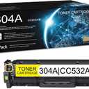 1 Pack 304A Yellow Toner Cartridge (with Chip) | Replacement for HP 304A Work with CP2025 CP2025x CP2025n CP2025dn CM2320n MFP CM2320nf MFP CM2320fxi MFP | CC532A
