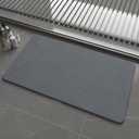 Extra Large Stone Bath Mat, 30'' x 17'' Diatomaceous Earth Non-Slip Stone Shower Mat, Super Absorbent Diatomite Stone Mats for Bathroom Dark Grey XL Plex