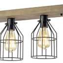The Gray Barn Daisy Road 4-Light Wood and Metal Cage Linear Flush Mount