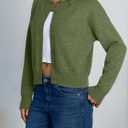 Trendy Queen Cropped Cardigan Sweaters for Women Y2k Fall Fashion Clothes 2026 (Green, S)