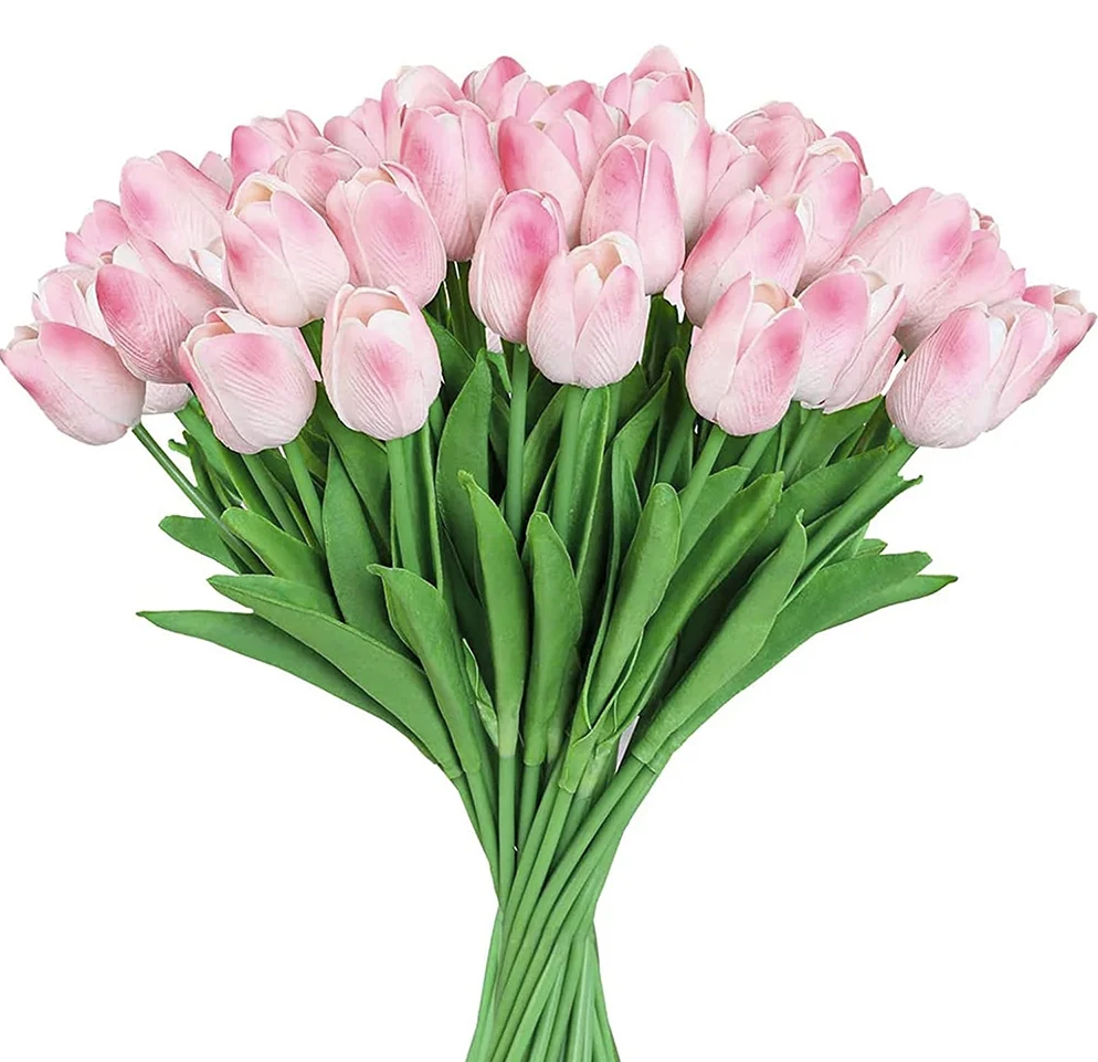 MACTING 30PCS Artificial Tulip Flowers - 13.7" Real Touch Fake PU Tulips Bouquet Faux Spring Flowers for Floral Arrangements Table Centerpiece Kitchen Home Mothers Day Easter Summer Decorations(Cream)