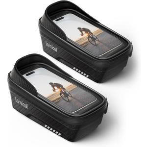 Lamicall 2 Pack Bike Frame Bag Waterproof - [1s Release] [2 in 1] Bike Phone Bag, Bike Phone Holder Mount, Bicycle Top Tube Bag, Cycling Pouch with Rain Cover, Bike Accessories for Phones Under 7"