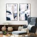 SAFERRYHOME Large Abstract 3D Textured Framed Canvas Wall Art, 24"x36"x2