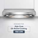 Pacific Auto Clean Under Cabinet Range Hood 30 Inch, 900 CFM Stove Vent Hood, Stainless Steel Kitchen Exhaust Hood, Kitchen Hood Vent, Ultra Quiet Dual Fans, LED Lights AC30BS Filterless Auto Cleans
