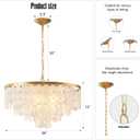 24" Capiz Shell Chandelier, 5 Light Gold Dining Room Light Fixture Modern Coastal Chandeliers for Bedroom Bathroom Kitchen and Foyer(White Seashell Lighting Fixtures), 24 inch Large