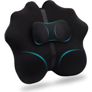 YOUFI Lumbar Support Pillow with Adjustable Slider, Thick Memory Foam for Sciatica, Lower Back Pain Relief, Improve Sitting Posture Back Support, Ergonomic Back Pillow for Car Seat, Office Chair