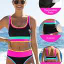 popvil High Waisted Bikini Sets for Women Tummy Control Swimsuits 3 Piece Bathing Suits Neon Swimwear with Skirt 2026, Size: X-Large