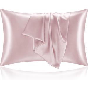 BEDELITE Satin Pillowcase for Hair and Skin, Super Soft and Cooling Similar to Silk Pillow Cases 2 Pack with Envelope Closure, Gift for Women Men(20"x40" King Size, Lotus Pink)