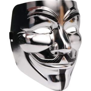 Guy Fawkes Mask -V for Vendetta Anonymous Cosplay Party Mask for Halloween, Silver