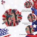 4th of July Red White Blue Glitter Stars Patriotic Wreath for Front Door, Dependence Day 250th Anniversary Patriotic Wreath with Burlap Bow for Farmhouse Outdoor Holiday Decoration
