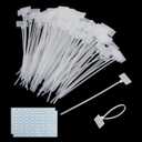 Oedema 100 Pcs 3mm x 165mm Cable Label Marker Tags 6.5 Inch Length Writable Self-Locking Wire Labels Zip Ties for Indoor Outdoor Use, White