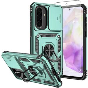 for Galaxy A36 5G Phone Case,Galaxy A36 5G Case,with Screen Protectors and Camera Cover,[Military Grade] 16ft.Drop Tested Cover with Magnetic Kickstand Protective Case for Samsung A36 5G, Green