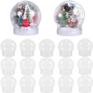 NOLITOY 15Pcs DIY Snow Globe Kit: 2.7" Clear Plastic Water Globes with Leak-Proof Screw Cap - Empty Snowball Spheres for Crafts, Photos, Miniatures Home Decor Keepsakes