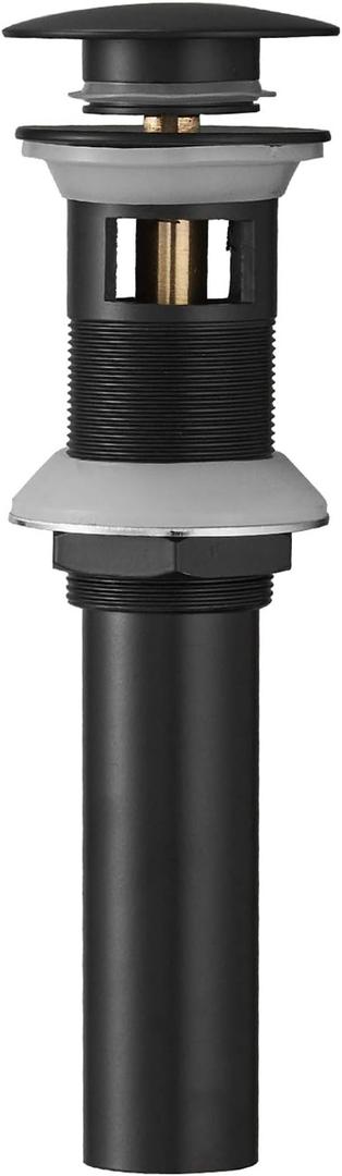 Black Pop Up Drain Stopper with Overflow Bathroom Faucet Vanity Sink Pop up Drain Matte Black Fits Bathroom Standard Sink Hole 1-1/2" to 1-3/4"