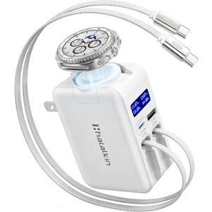 5 in 1 Retractable Wall Charger for Galaxy Watch 8/7, Foldable & Smart Display, Up to 67W Single-Port USB C Fast Charging, Gan Block for Samsung Galaxy S26/25/24,iPhone,MacBook Pro,Laptop,iPad,Pixel