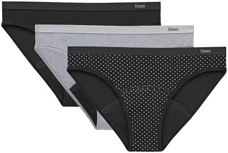 Hanes Women's Comfort, Bikini, Super Leaks Post-partum & Period Underwear, 3-Pack XL