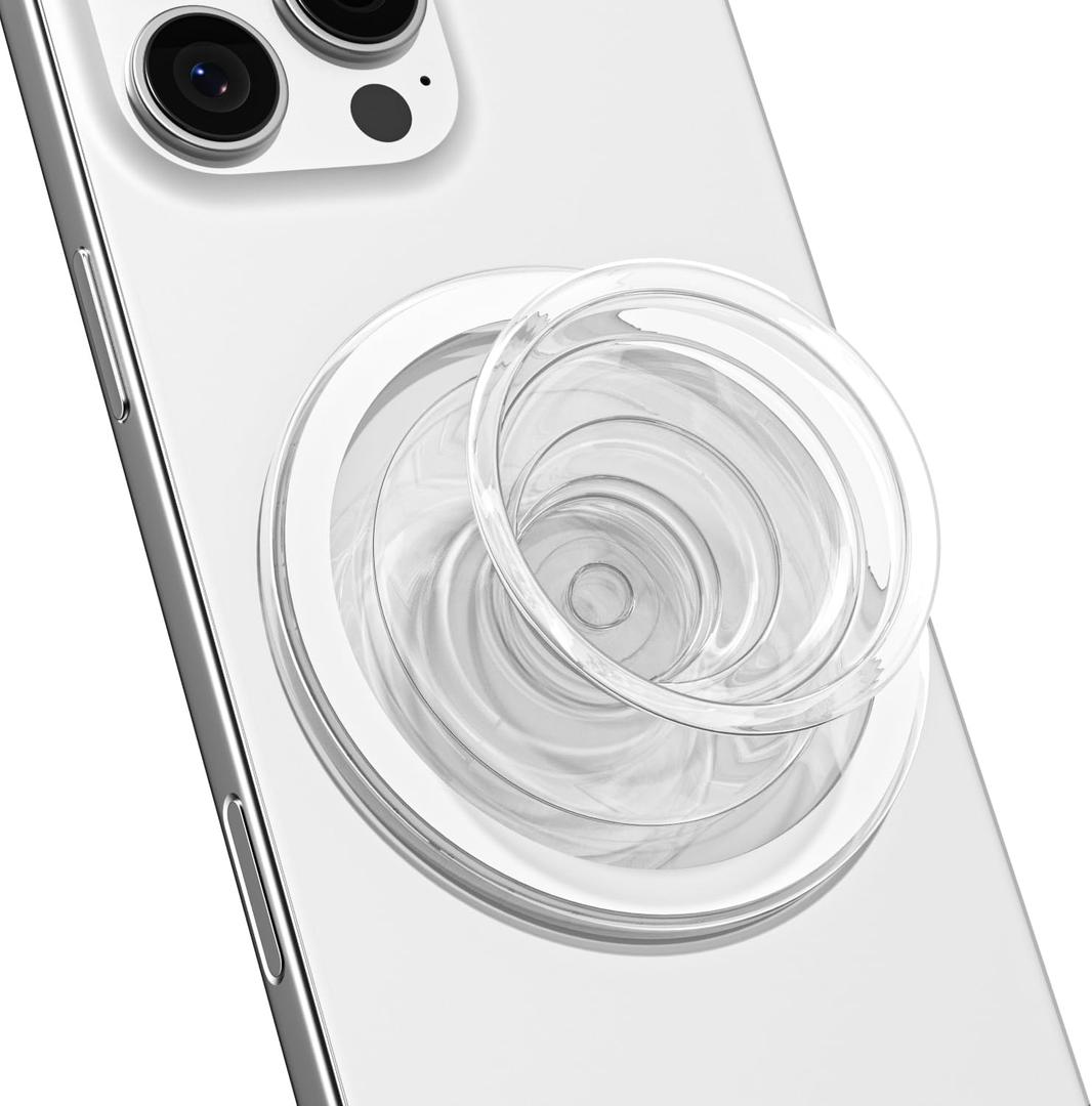 6 x Svanove Magnetic Phone Grip Compatible with Magsafe, Mag Safe Translucent Clear Grip Collapsible Kickstand for iPhone Samsung Pixel, Cute Transparent Silicone Removable Phone Stand Holder, Clear