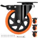 4 x QNCZ Caster Wheels, 5 Inch Heavy Duty Casters Set of 4, Silent Industrial Casters Load 2600lbs, Swivel Casters for Furniture, Workbench and Cart Wheels